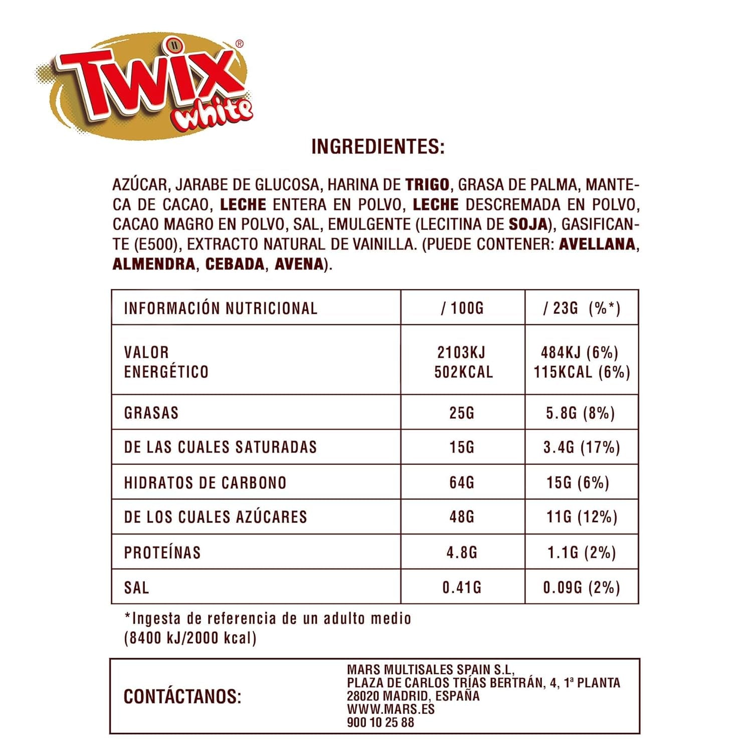 Barres de chocolat blanc Twix | Caramel, Biscuits, Chocolat Blanc | Paquet multiple de chocolat | 5 barres (5 x 46g) (Pack de 5)