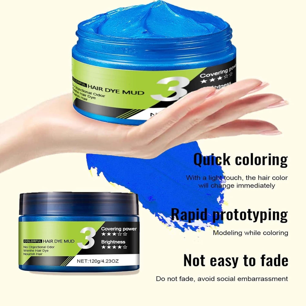Ceară de păr albastră, culoare temporară de spray pentru păr albastru, culoare de păr albastră nebună lavabilă, vopsire instantanee a părului, culoare naturală a părului, păr de styling pentru bărbați, femei, petreceri Vopsea pentru par Naty Shop