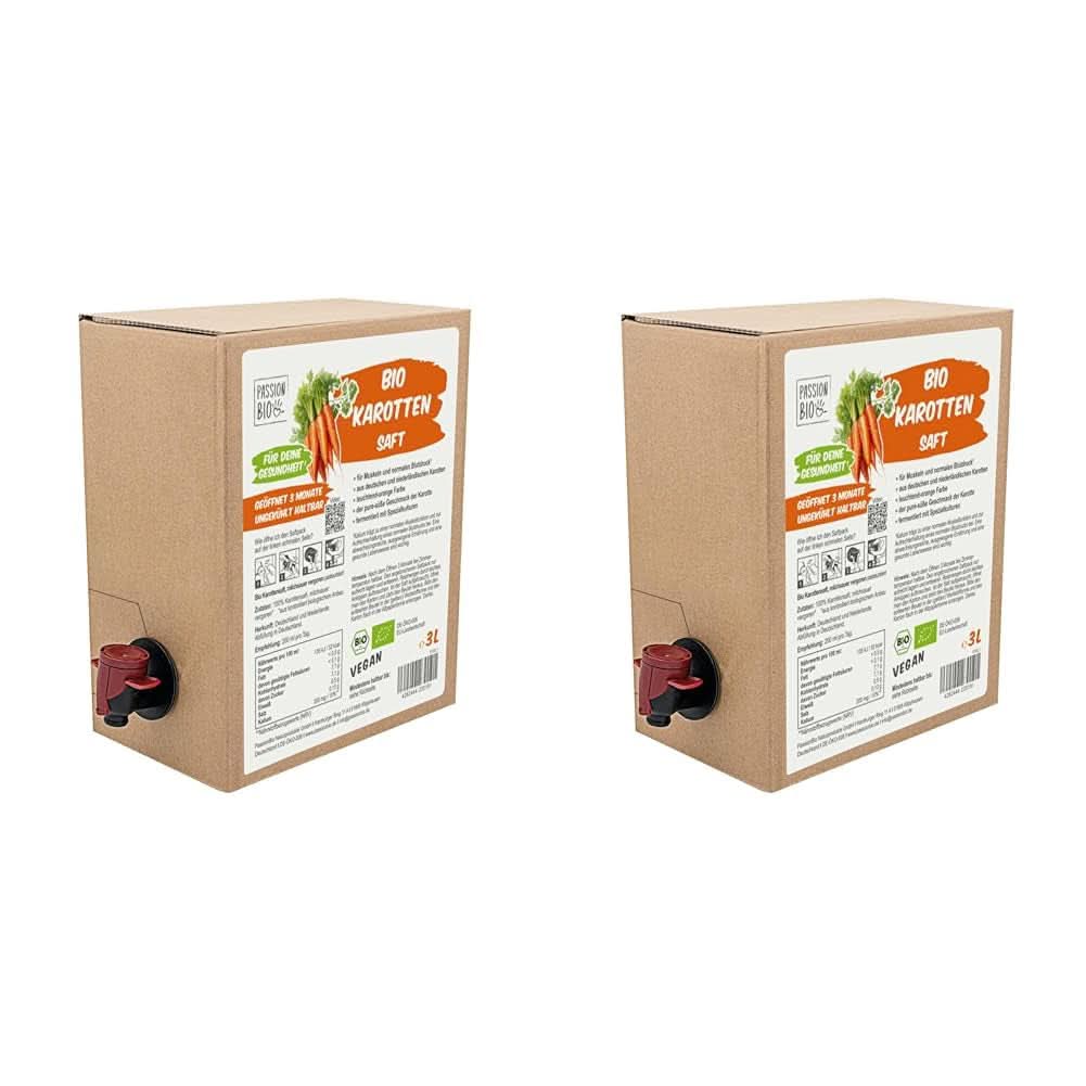 Jus de carotte bio - A base de carottes allemandes et hollandaises, 3 litres Boissons non alcoolisées Naty Shop 2 x 3 litres Carottes