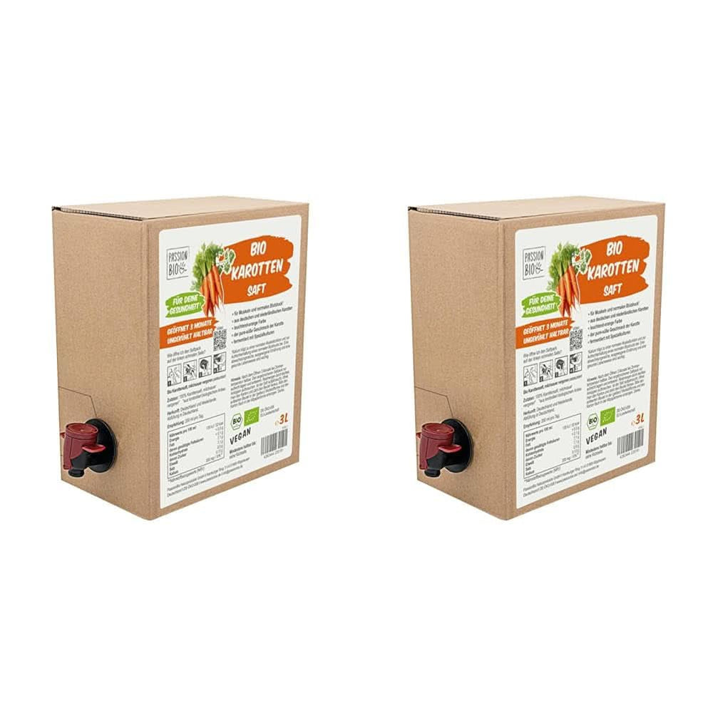 Jus de carotte bio - A base de carottes allemandes et hollandaises, 3 litres Boissons non alcoolisées Naty Shop 2 x 3 litres Carottes