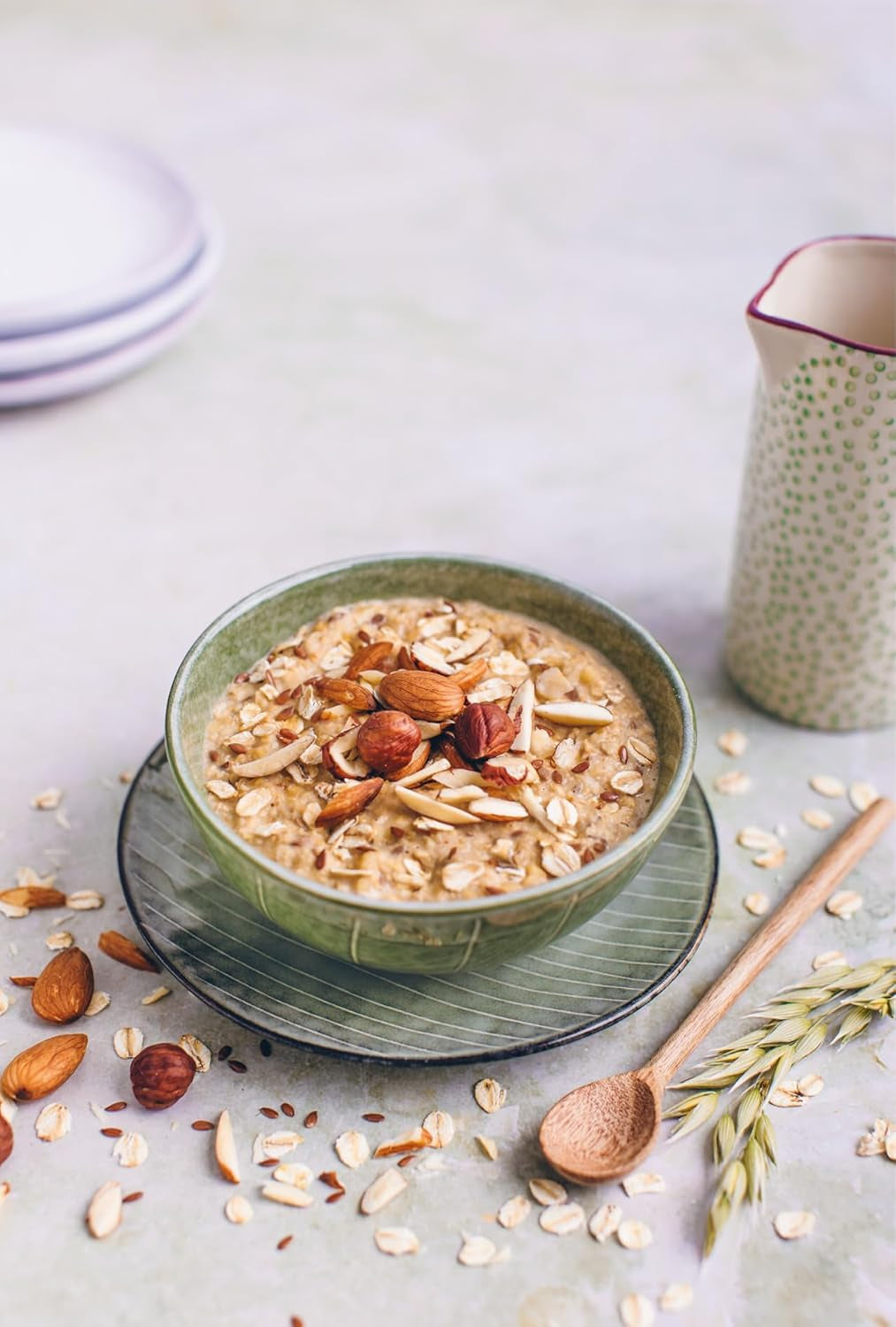 RUF Vegan Porridge aux Noix et Avoine, flocons d'avoine aux amandes, noisettes et graines de lin, facile à préparer, dans un emballage pratique en portions, 1 x 60 g
