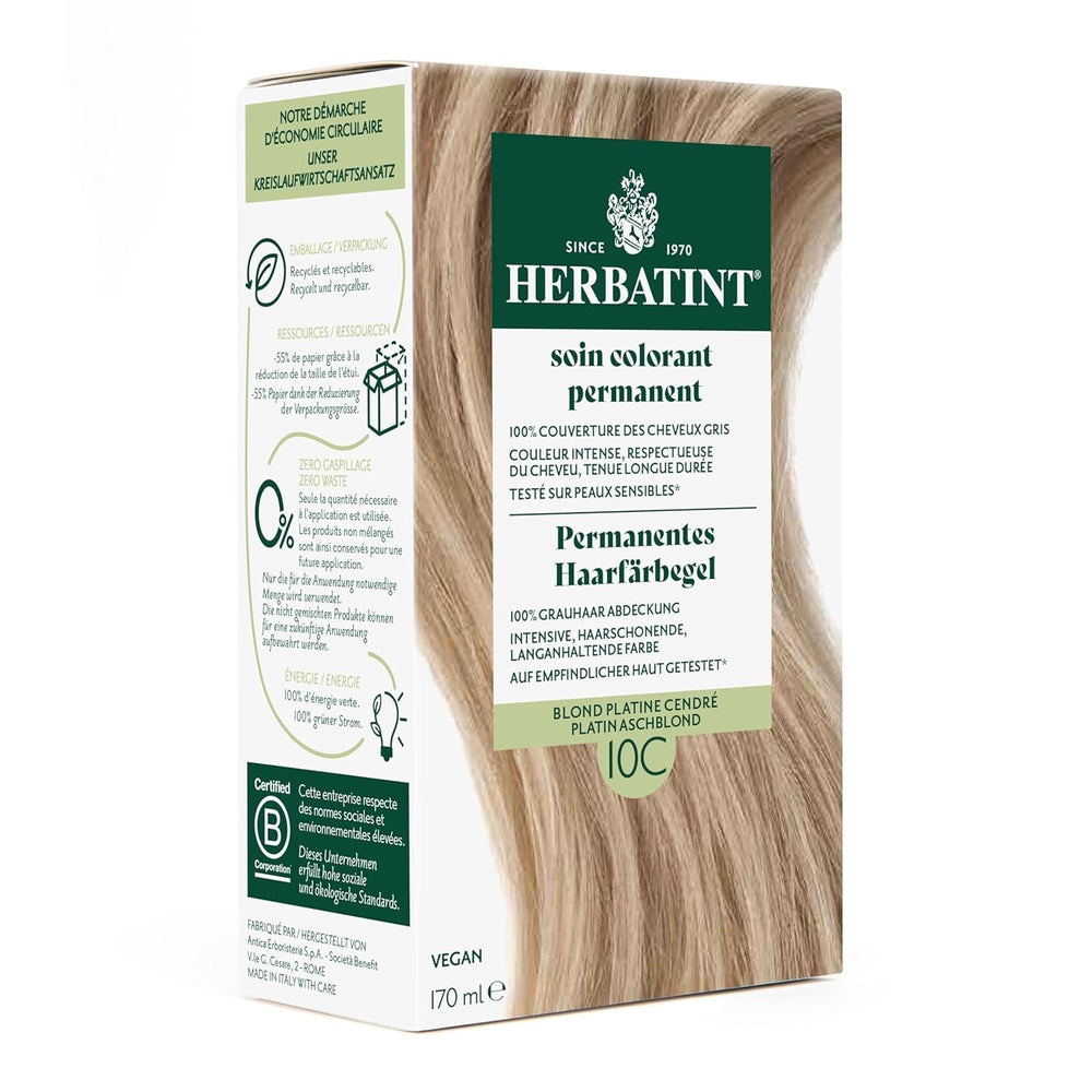 Gel Teinture Permanente 6N Blond Foncé - 170 ml I Sans Ammoniaque, Couverture 100% Cheveux Gris I Testé Peaux Sensibles, Aux 8 Extraits Végétaux Naty Shop Teinture Capillaire 10C Blond Cendré Platine