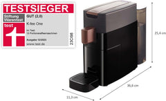Machine à expresso avec capsules K-FEE ONE pour café, thé et cacao | Expresso compact | Chauffage rapide | Réservoir d'eau de 0,8 l | 19 barres | Cuivre noir | Gagnant du test Stiftung Warentest 2023