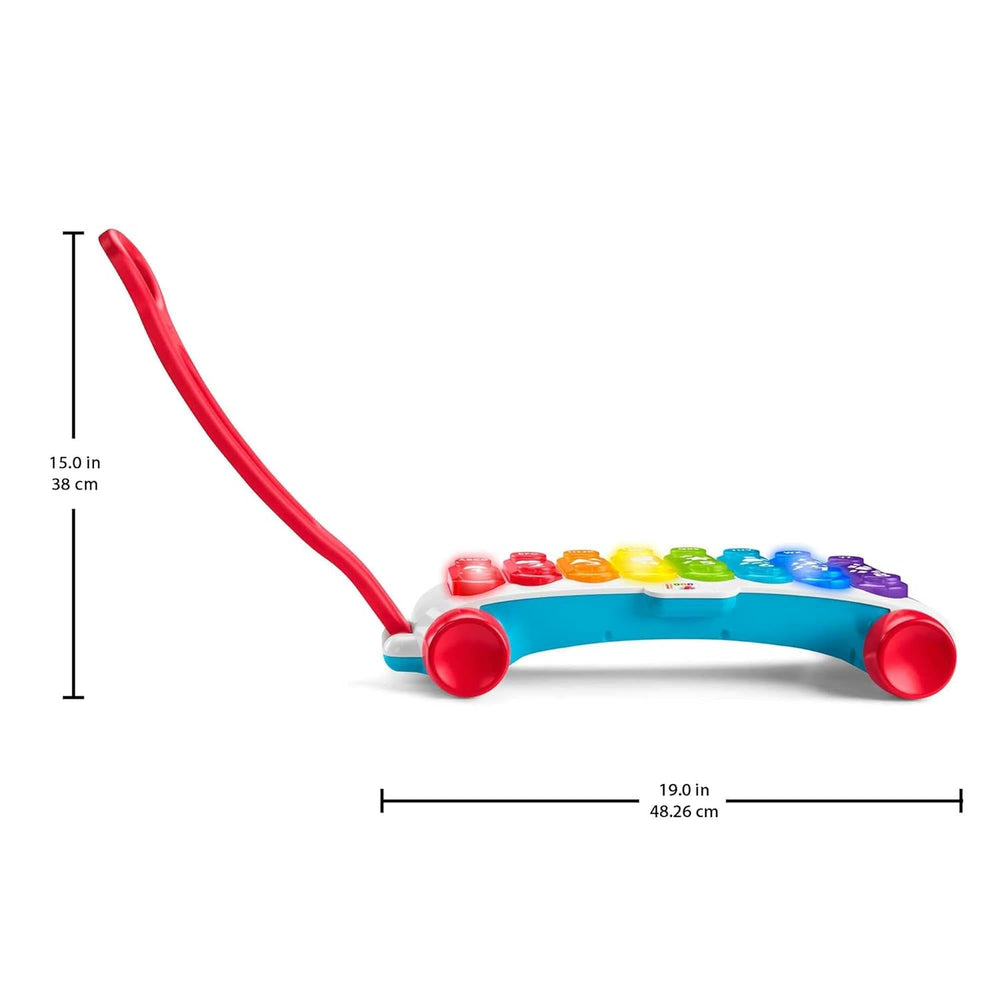 Fisher-Price Light-up gigant xilofon - instrument muzical electronic pentru a trage împreună cu melodii cu conținut de învățare, pentru copii, copii mici de la 9 luni, multicolor, versiune: franceză, HJK40 Jucarii Bebe Naty Shop