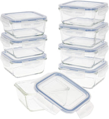 Max Home Lot de 8 récipients hermétiques en verre pour micro-ondes Boîte à lunch en verre Récipients alimentaires refermables 550 ml Couvercles transparents Récipients alimentaires (16538) Naty Shop Boîtes de conservation des aliments Titre par défaut