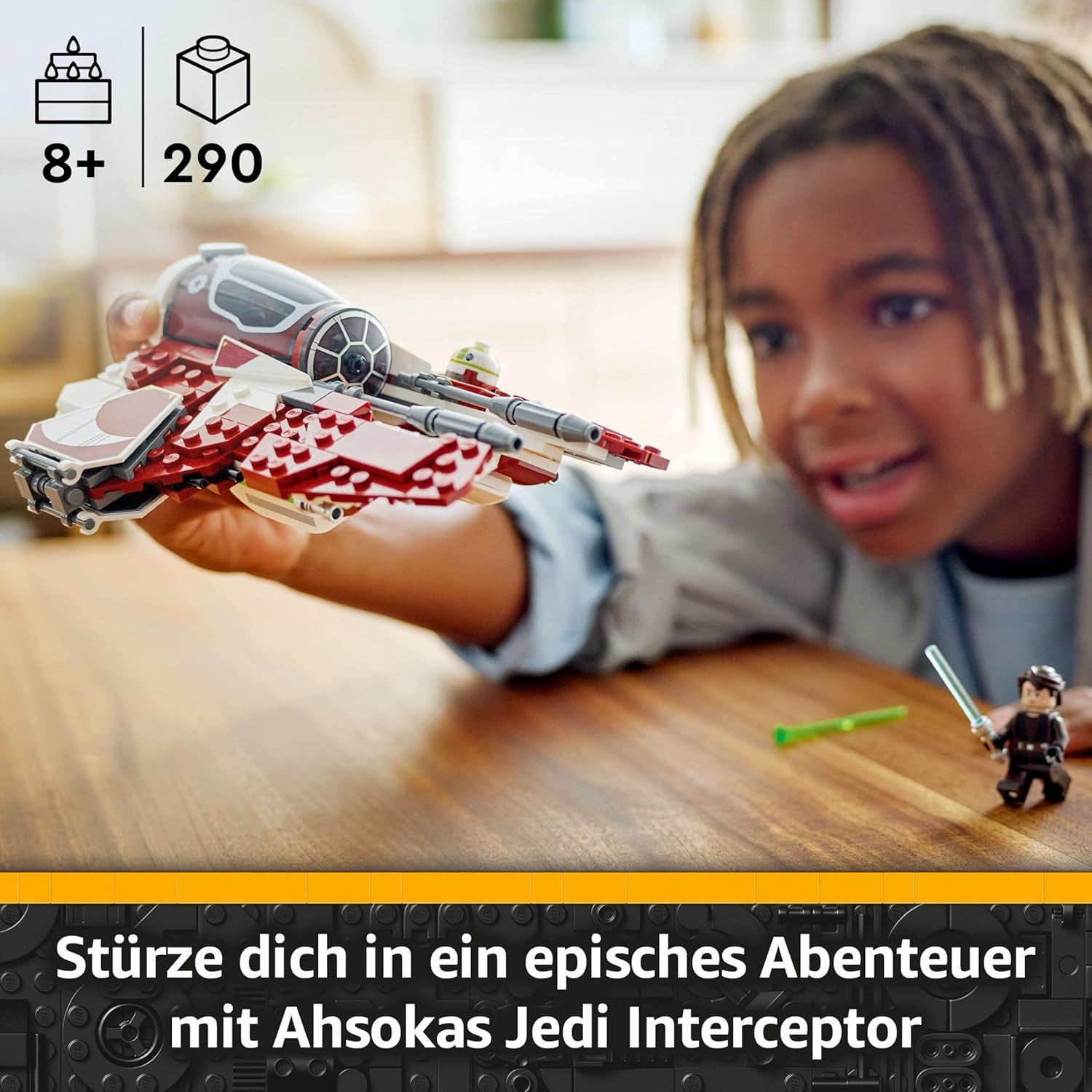 LEGO Star Wars 75401 Ahsokas Jedi Interceptor, modèle de modèle pour les fans de The Clone Wars, figurines Ahsoka Tano et Anakin Skywalker, avec lumière et R7-A7, pour jeunes et filles à partir de 8 ans