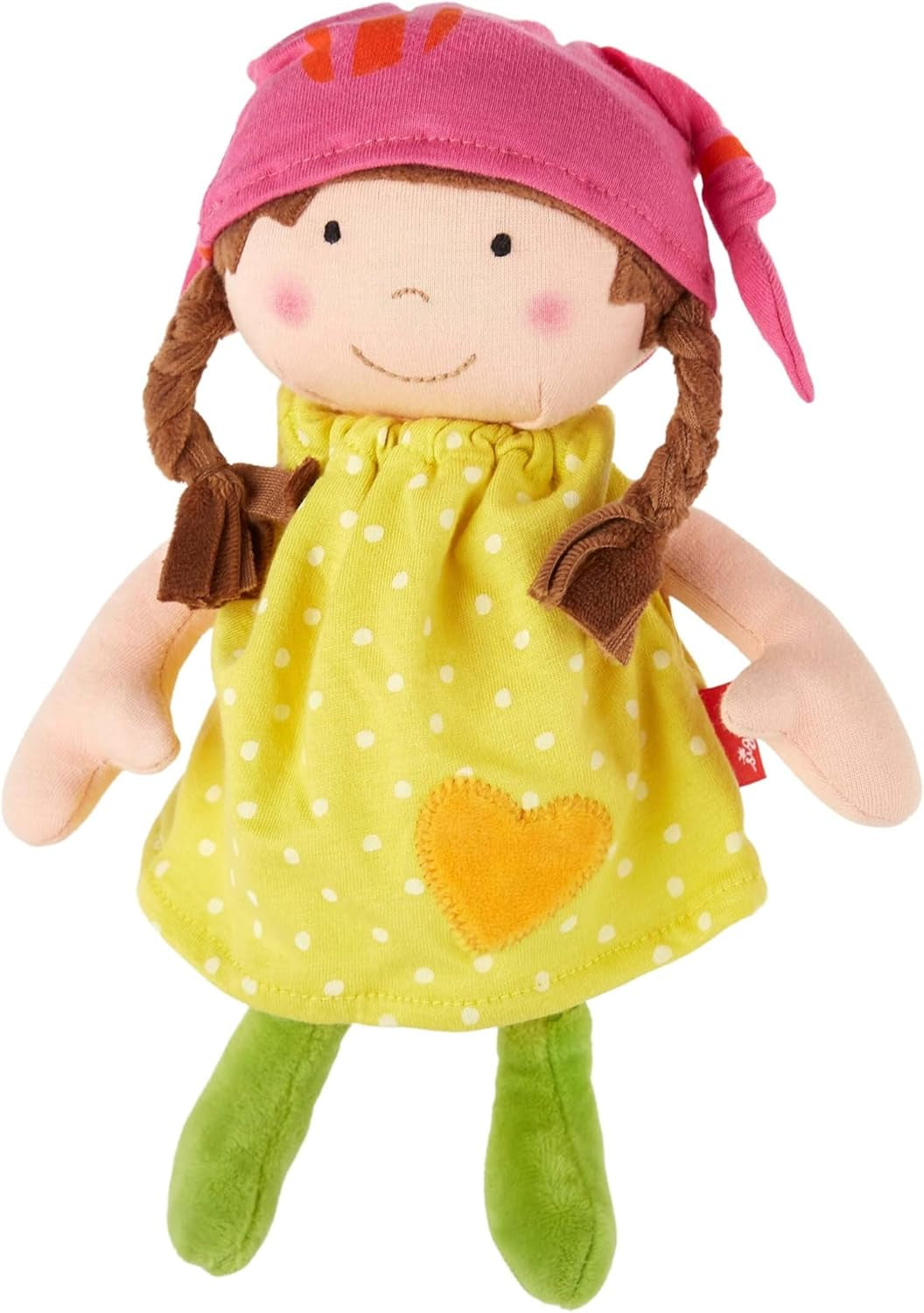 SIGIKID 39411 Petite poupée douce fille, jouet pour bébé, recommandé à partir de 6 mois, jaune