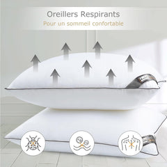 Oreiller Bedstory, 50 x 70 cm, 2 pièces, résistant aux morsures, respirant la transpiration, hypoallergénique, garnissage : 100 % fibre de polyester, ultra confort et douceur et excellent maintien Naty Shop Oreillers standards