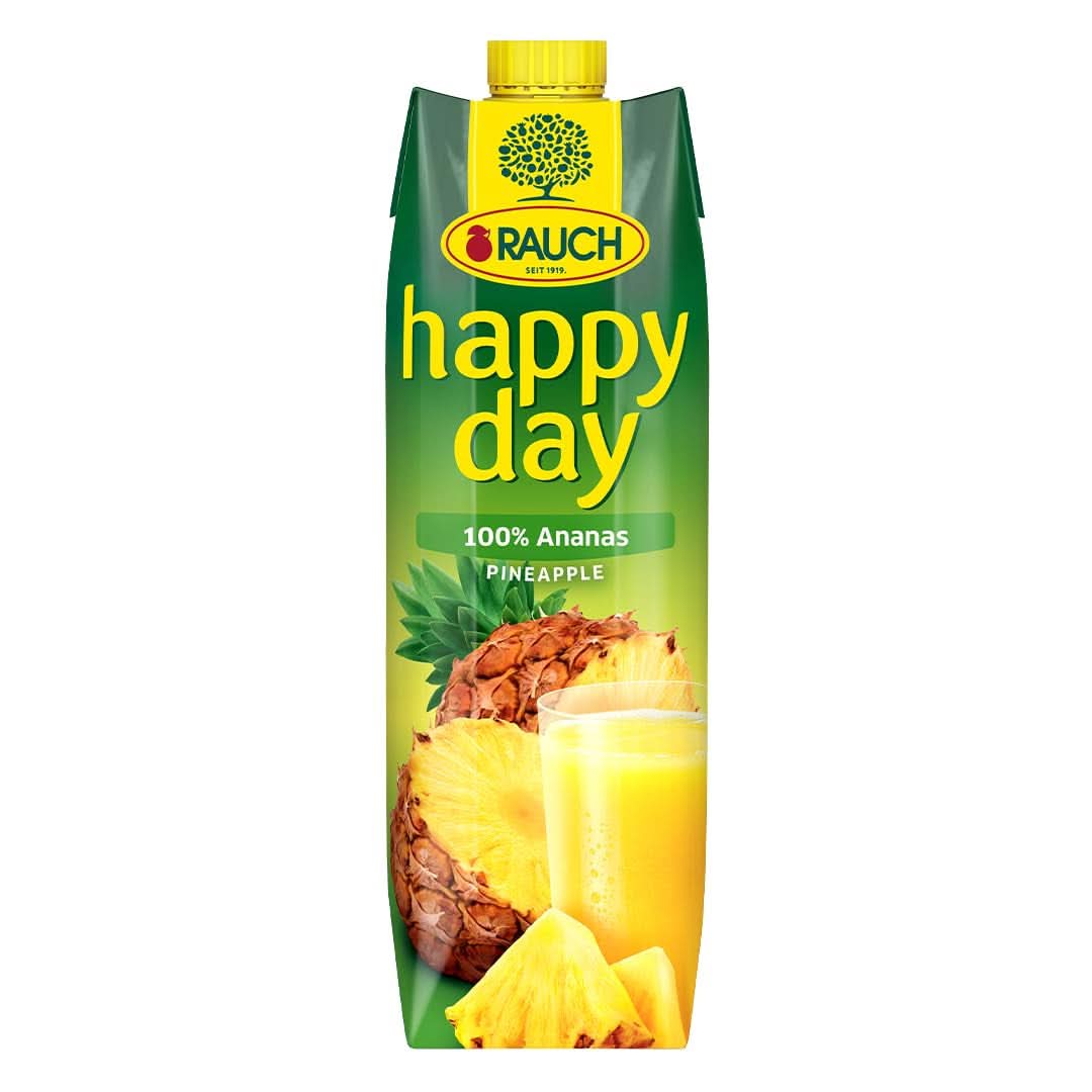 Rauch Happy Day Ananas | Explosion de saveurs tropicales | Fabriqué à partir de jus d'ananas 100 % concentré | 6 x 1 litre, Tetra Prisma Boissons sans alcool Naty Shop