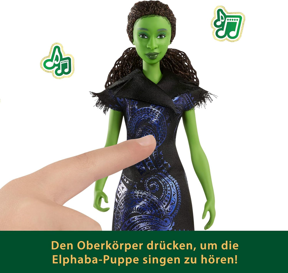 Mattel Wicked: for Good de Universal Pictures chante Elphaba-Modepuppe avec tenue vestimentaire, inspiré du film, chanté pour Good en anglais, JFM09