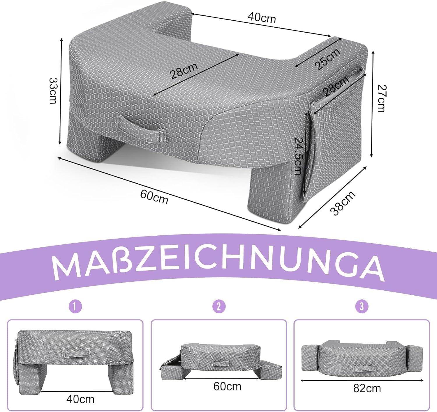 Pernă de citit în poală cu burete 26D, pernă pentru cărți, cititoare electronice, pernă pentru birou în poală pentru adulți, așezabilă pe pat, podea, canapea (strat de aer)