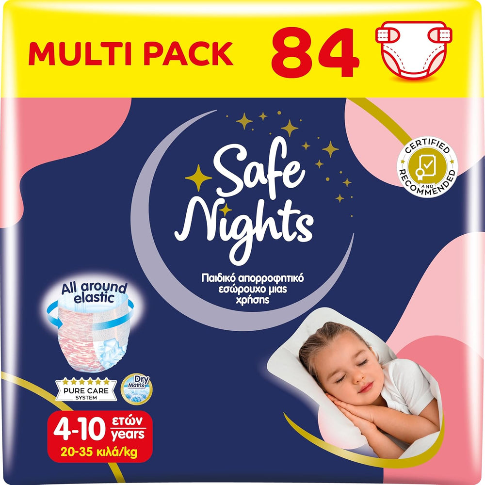 Safe Nights Girl, vêtements de nuit absorbants pour filles de 8 à 16 ans (30 à 50 kg), lot de 14