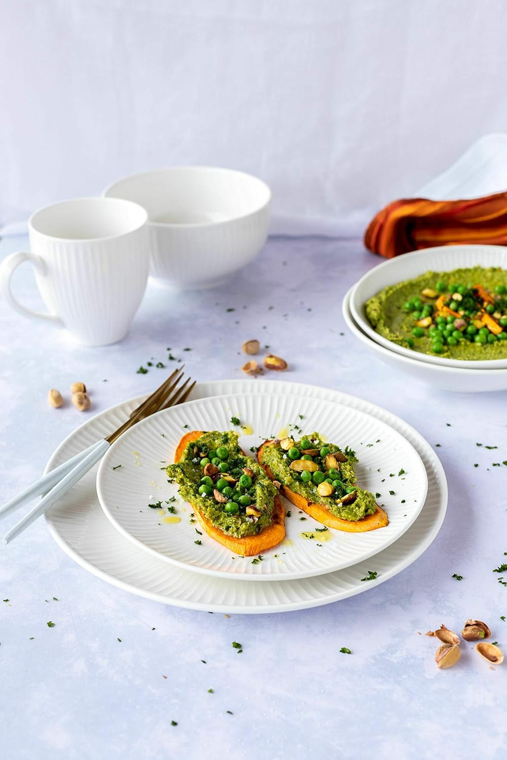 MÄSER 931461 Dalia Service de table pour 6 personnes en porcelaine d'hôtel de qualité supérieure, blanc, service d'assiettes 12 pièces au design vintage, porcelaine résistante