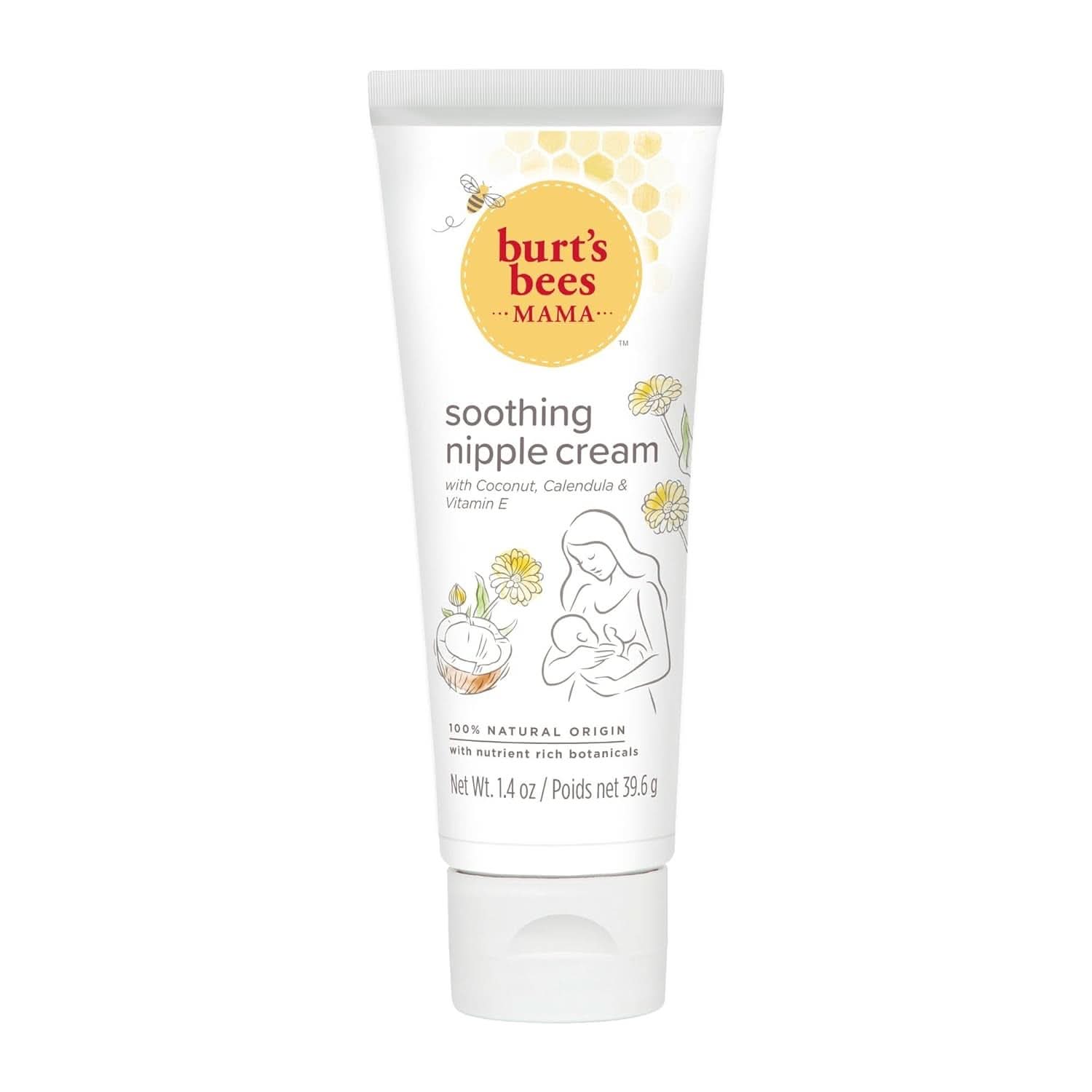 Burt'S Bees® Mama Crème apaisante pour mamelons à la noix de coco, au calendula et à la vitamine E, 100 % naturelle, 1,4 once Accessoires Alimentation et allaitement Baby Naty Shop