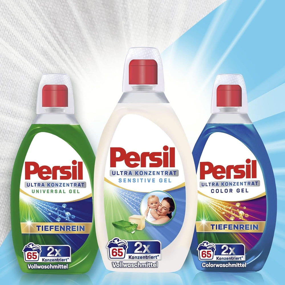 Persil Ultra Concentrate Sensitive Gel (130 lavages), Lessive liquide pour allergies et bébés dans un flacon plus petit pour moins de plastique, Élimine les taches difficiles, Testés dermatologiquement Détergents à lessive Naty Shop