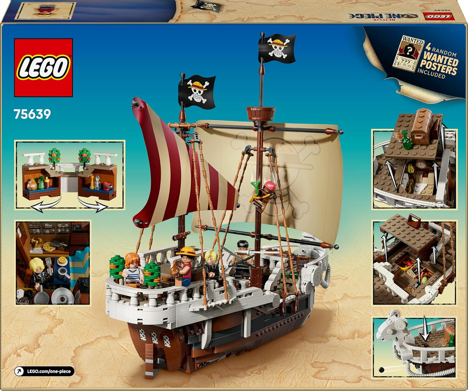 LEGO ONE PIECE - Das Piratenschiff Flying Lamb (Going Merry) - Ensemble de jeux avec 5 figurines - inkl. Luffy, Zoro et Nami - Jeu de construction - Cadeau pour les jeunes, les filles et les fans à partir de 10 ans - 75639