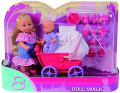 Simba 105736241 Evi Love Walk Doll 2 Assortiment de poupées Evi avec poupée et poussette de poupée avec accessoires, poupée mannequin 12 cm pour enfants à partir de 3 ans