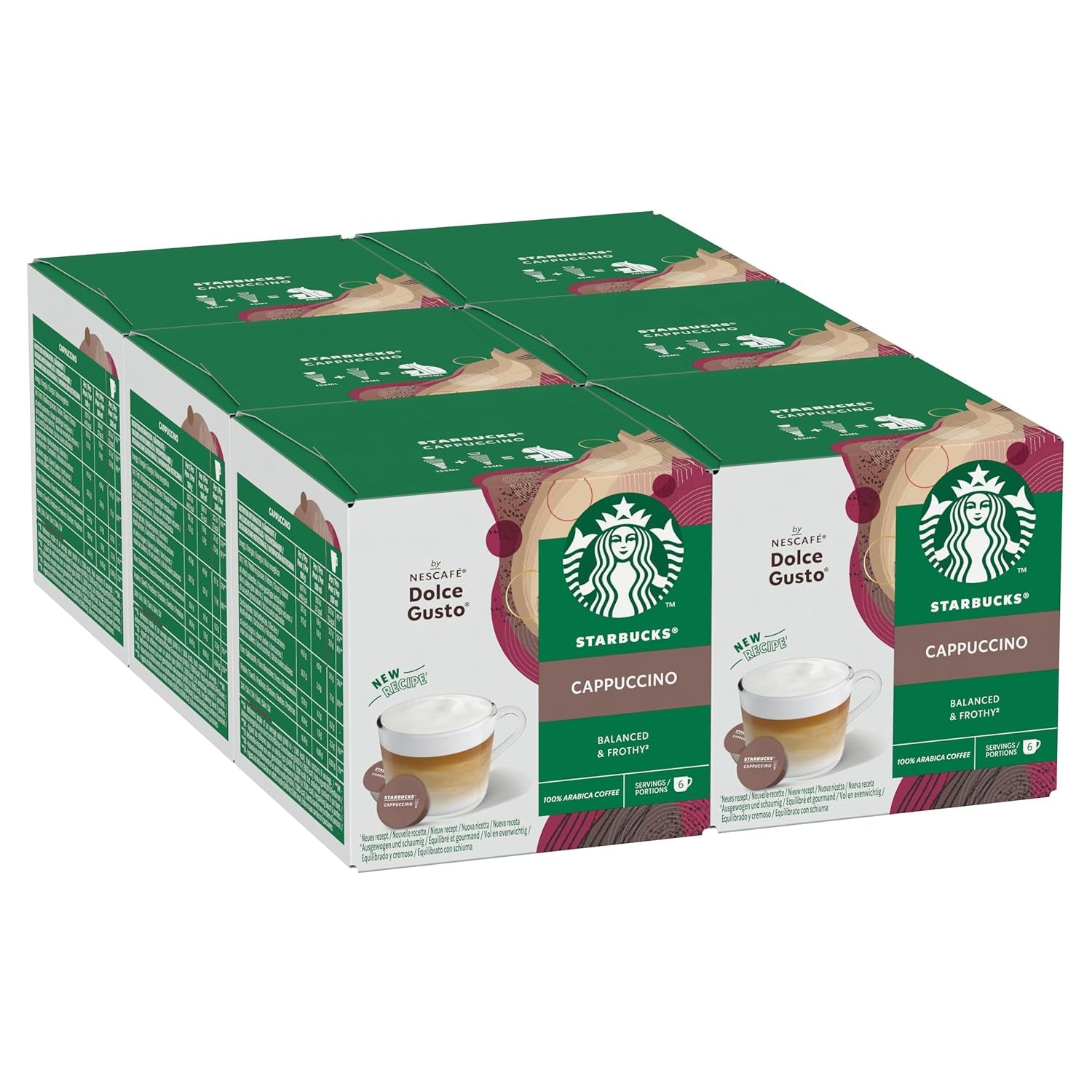 STARBUCKS Cappuccino de Nescafé Dolce Gusto Kaffeekapseln 6 x 12 (72 Kapseln)