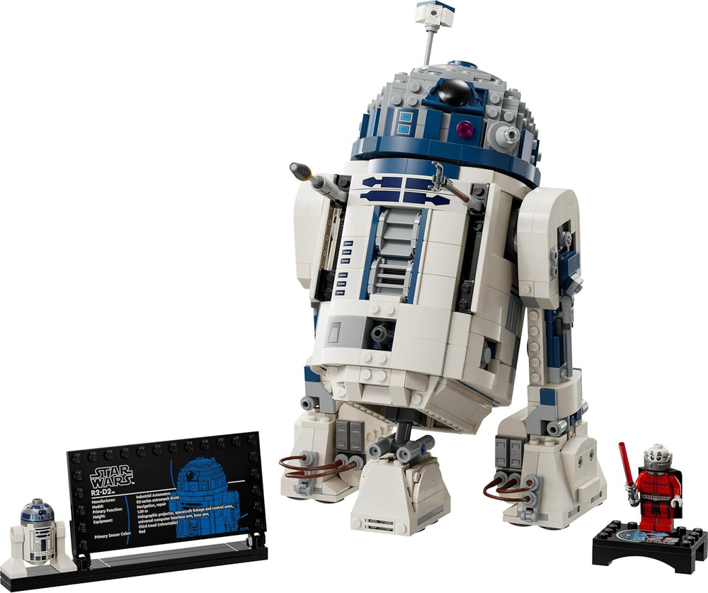 LEGO Star Wars R2-D2 Ensemble de modèles pour enfants, garçons et filles, figurine de droïde à construire avec figurine du 25e anniversaire de Dark Malek et plaque de décoration, idée cadeau de collection 75379 Ensembles de construction Besuche den LEGO-Store