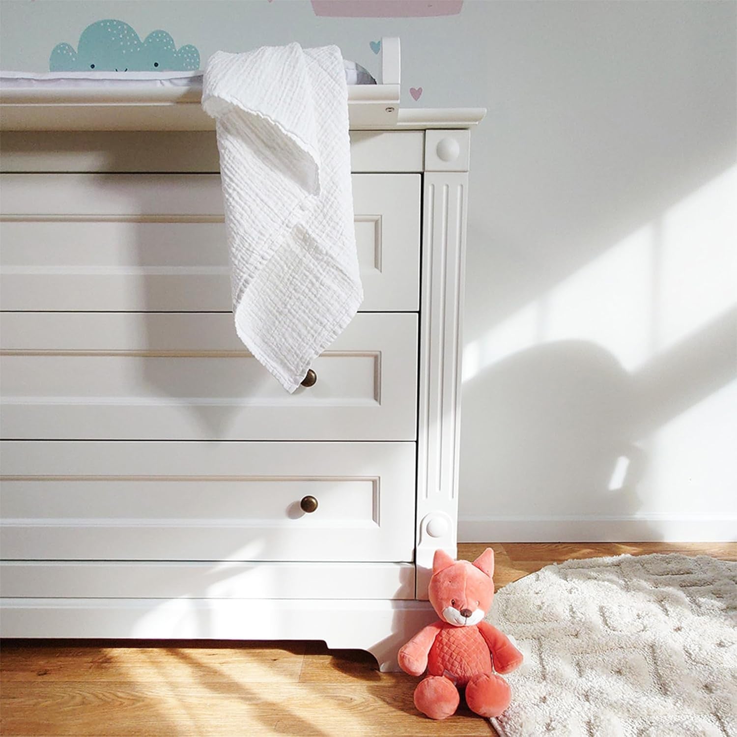 MAKIAN Carrés de Mousseline, Paquet de 10, 80x80cm, Certifié Oeko-TEX® Standard 100, 10 Chiffons Premium - Carrés de Tissu Double Tissé / Carrés de Mousseline, Résistant à l'ébullition - Blanc