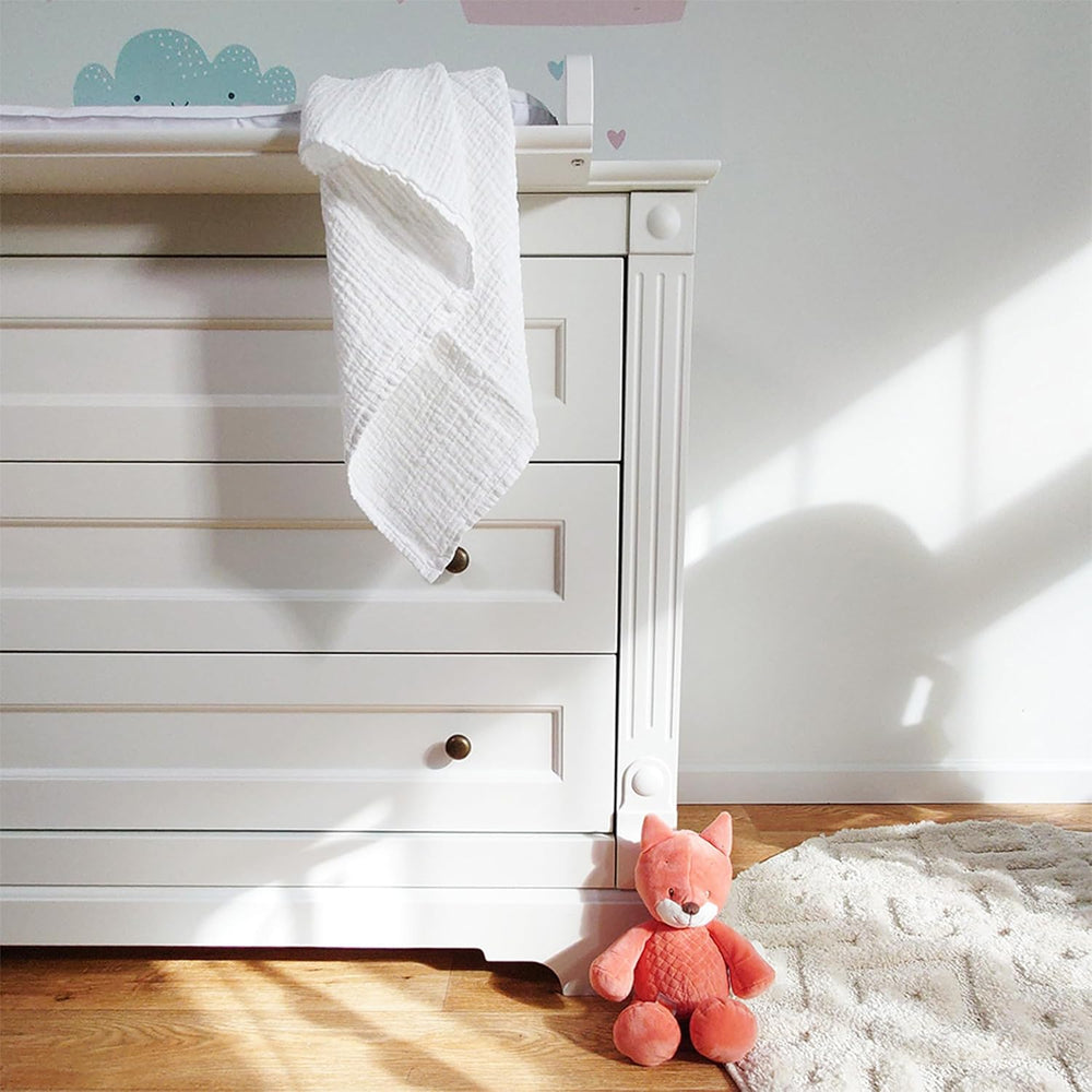 MAKIAN Carrés de Mousseline, Paquet de 10, 80x80cm, Certifié Oeko-TEX® Standard 100, 10 Chiffons Premium - Carrés de Tissu Double Tissé / Carrés de Mousseline, Résistant à l'ébullition - Blanc