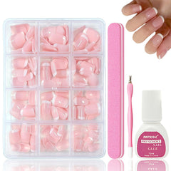 240 ensemble de faux ongles français courts, ongles artificiels carrés, colle sur les ongles, pointes d'ongles en acrylique, faux ongles pour femmes, Nail Art DIY