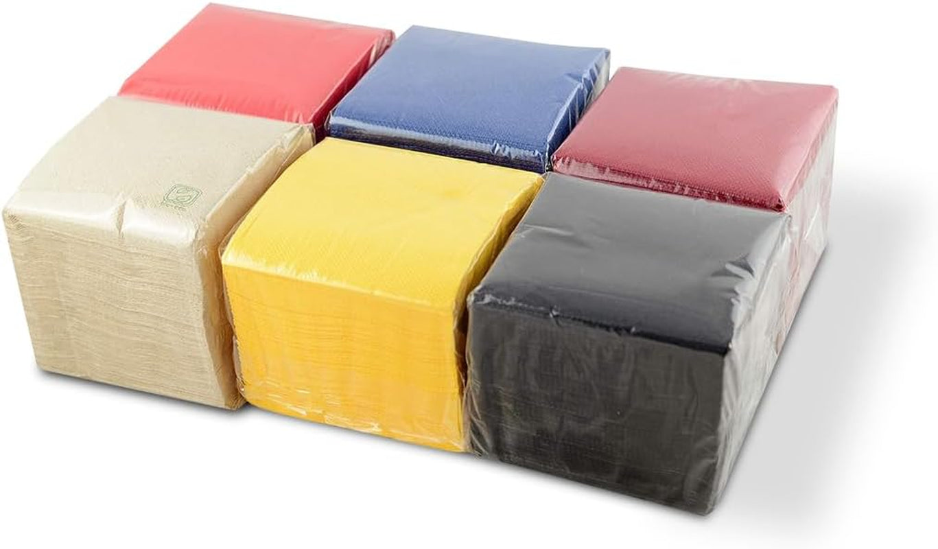 - 600 pièces Serviettes de Table, Bordeaux, papier jetable, Microstitch, 10 X 10 Cm (pliées) et 20 X 20 Cm (dépliées) - Idéales pour les événements traiteur, les bars et les fêtes