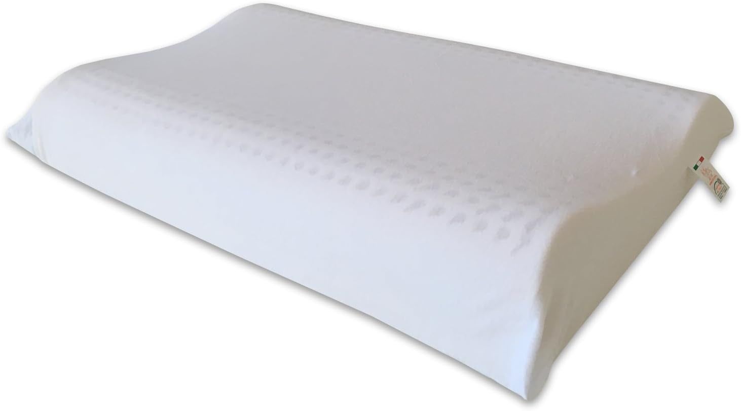Oreiller en latex naturel Modèle Double Wave - Oreiller en latex perforé Ultra respirant Récupération naturelle et saine - Confort maximal Ergonomique Antibactérien - 100% Made in Italy Oreillers standards Naty Shop