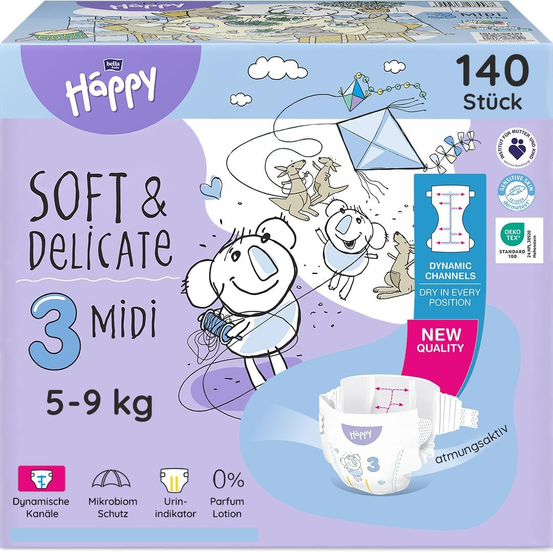 Couches Bella Baby Happy Premium, taille 6, Junior Extra, 15+ kg, 96 pièces, label DERMATEST et OEKO-TEX, couches jetables pour bébé