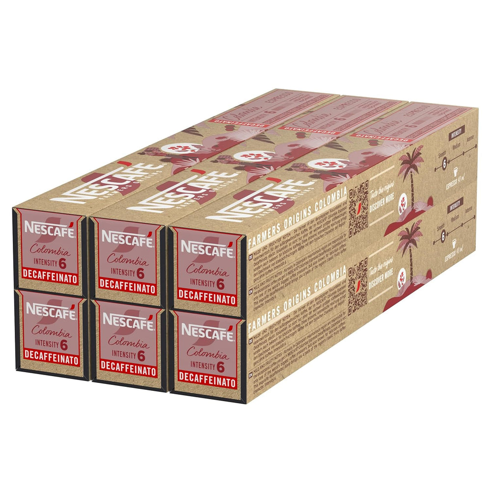 NESCAFÉ Farmers Origins Colombia Espresso Entkoffeiniert 6 x 10 Capsules de café - Capsules de café pour machines Nespresso
