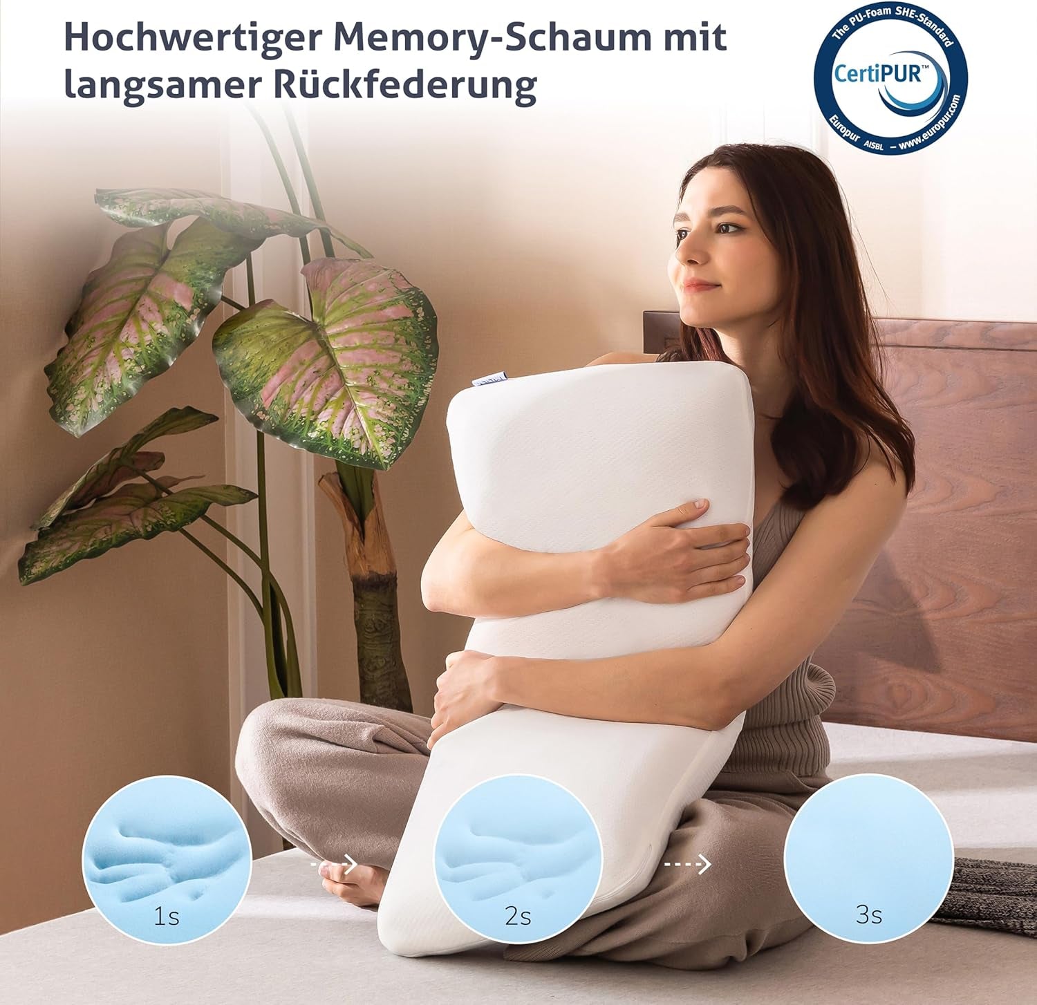 EGO HOME Oreiller Oreiller Ergonomique Doux en Mousse à Mémoire pour Dormeur sur le Dos Oreiller de Soutien du Cou avec Housse Respirante et Lavable, Certifié Oeko-Tex, Oreiller Cervical 75X35Cm Perne standard Naty Shop