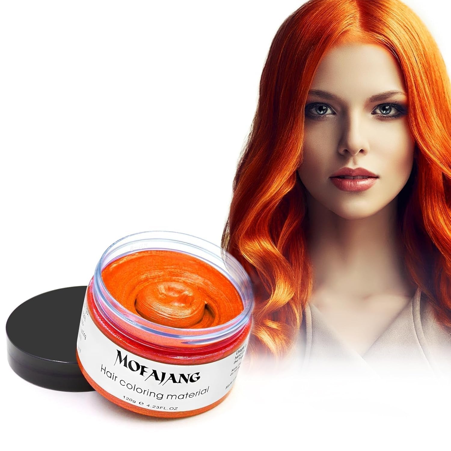 Coloration capillaire temporaire, 4,23 onces de cire colorée pour hommes et femmes, pommade de couleur naturelle lavable, teinture capillaire instantanée pour fête, cosplay, Halloween (rouge) Naty Shop Coloration capillaire orange 120G (1 paquet)
