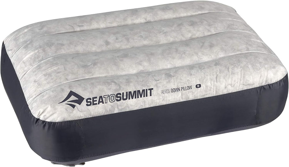 Sea to Summit - Oreiller de voyage Eros Down L - Ultraléger et gonflable - Matériau 10D - Oreiller en duvet de qualité supérieure - Antidérapant - Pour la randonnée et le camping - 42 X 28 X 12 cm - Gris - 95 G Naty Shop Oreillers de voyage Regular Gris