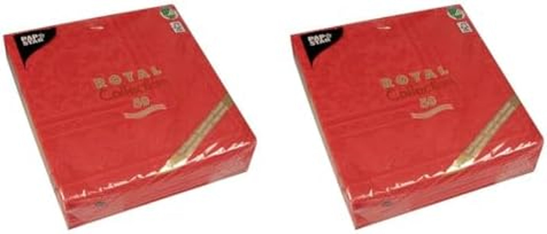 50 Serviettes Premium "Collection ROYAL" Pliage 1/4 40 cm x 40 cm Rouge Haute Qualité "Ornements" (Lot de 2)