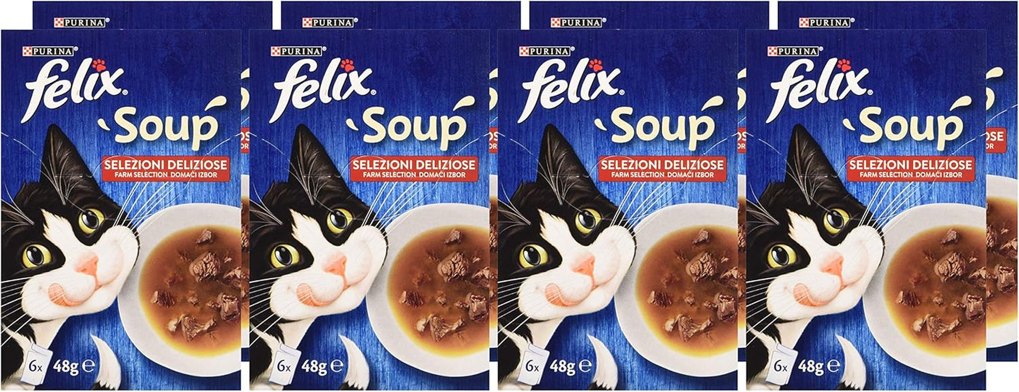 PURINA Soupe Katze Köstliche Auswahl mit Rindfleisch, mit Hen, mit Lamm - 48 Beutel à 48 g ou 48 g (8 Packungen à 6 x 48 g)