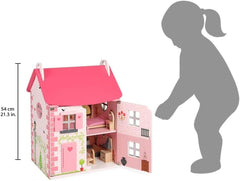 Janod Mademoiselle Maison de poupée en bois à 3 étages avec 11 accessoires, réplique de jouet, développe l'imagination, à partir de 3 ans, J06581