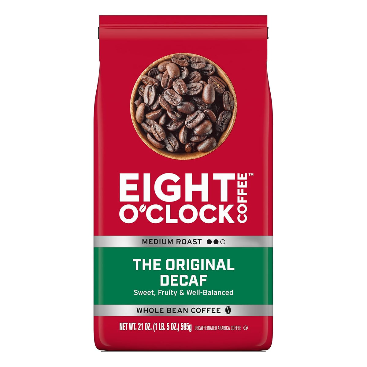 Coffee The Original Decaf, 600 ml (1 pièce) de café décaféiné en grains entiers à torréfaction moyenne, 100 % Arabica