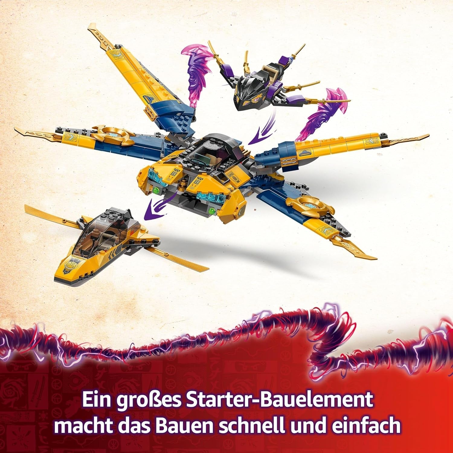 Le Super Storm Flyer LEGO NINJAGO de Ras et Arin - Jouet avec drone, tireurs, lames et moteurs - Incl. 3 figurines de jeu de rôle Ninja - jeu de construction pour garçons et filles à partir de 8 ans 71833 Jeux de construction Besuche den LEGO-Store