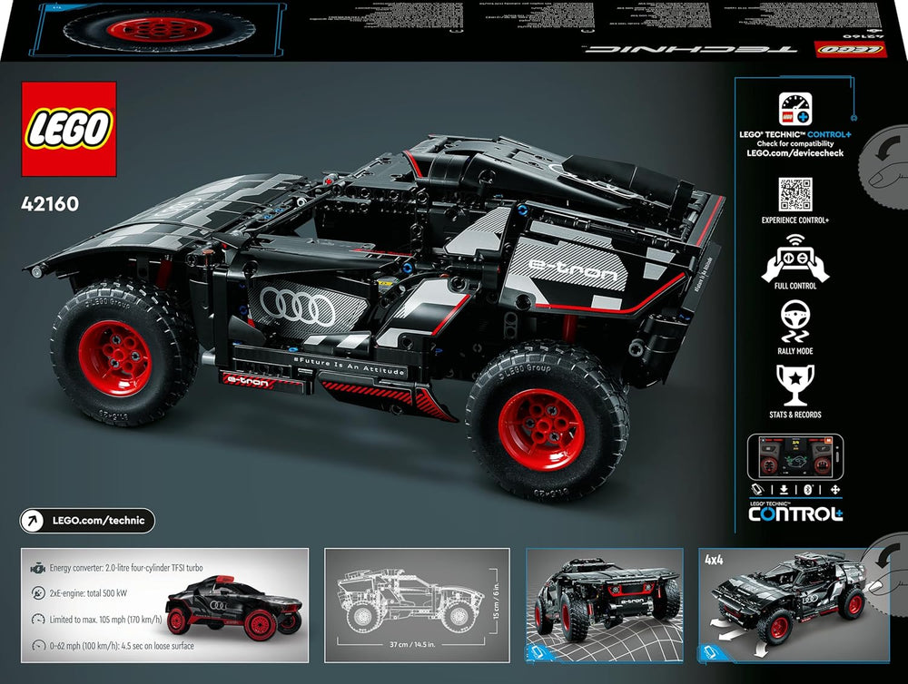 LEGO 42160 Technic Audi RS Q e-tron, véhicule de rallye automobile télécommandé, véhicule de rallye de rallye Dakar, pilote d'application RC avec Control+, conçu pour les jeunes, les filles et les fans à partir de 10 ans pour la construction