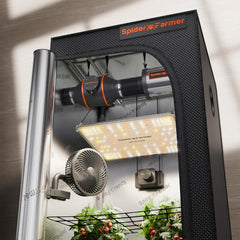 Spider Farmer SF1000 Lampe de culture LED à spectre complet à intensité variable, diode Samsung LM301H EVO, kit de tente de culture complète 70 x 70 x 160 cm, ensemble de tente de culture hydroponique, système de ventilation