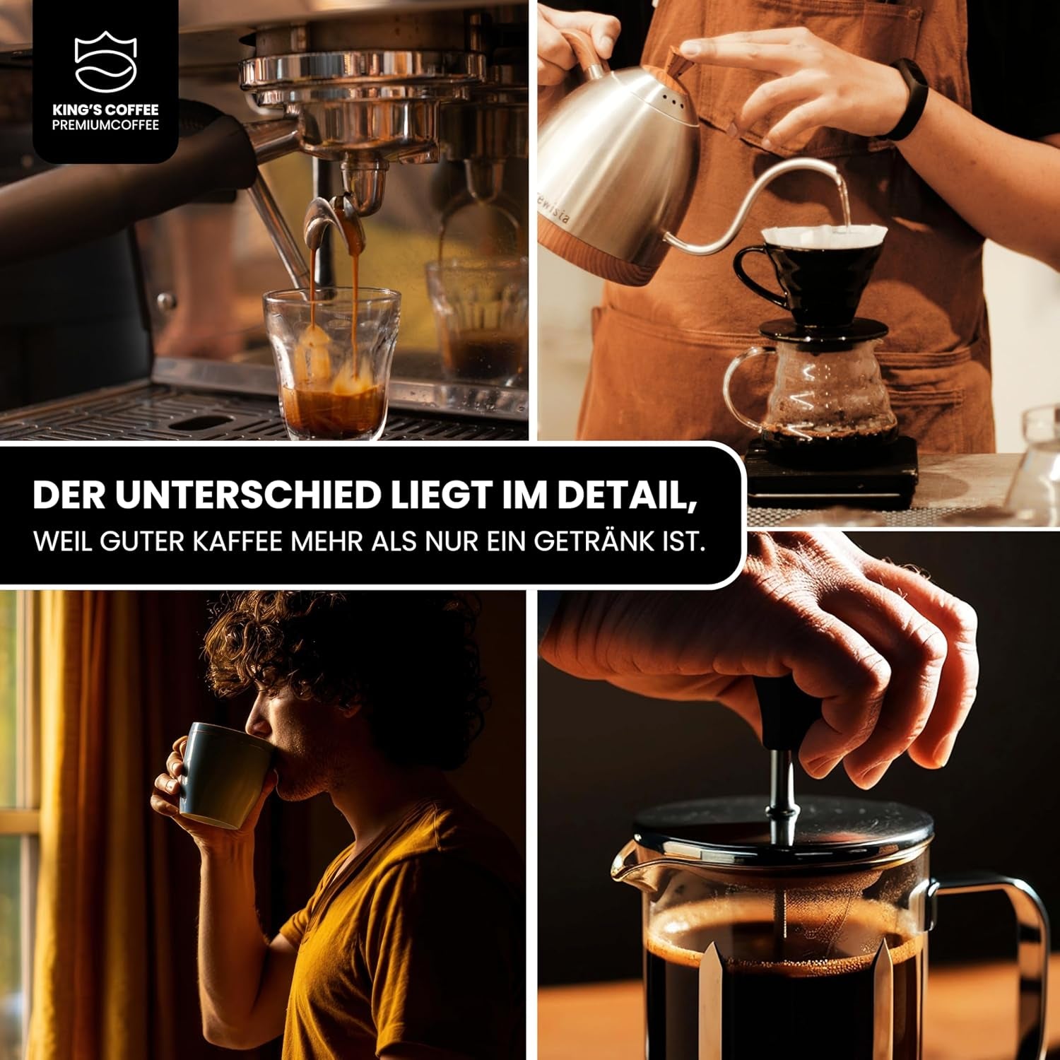 KING'S COFFEE - SPECIAL ROAST - 1 kg de grains d'espresso Barista Premium - Café à faible acidité - Torréfaction en petits lots en Italie - Le meilleur mélange Arabica-Robusta pour machines entièrement automatiques et porte-filtres