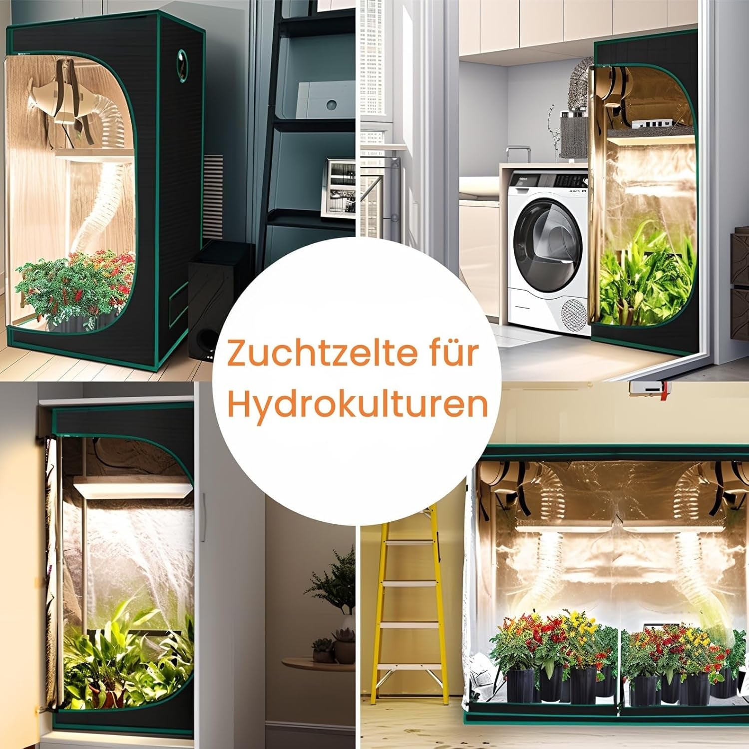 Tente de culture 80x80x180cm, avec plateau de base amovible et étanche, taille idéale pour la culture hydroponique