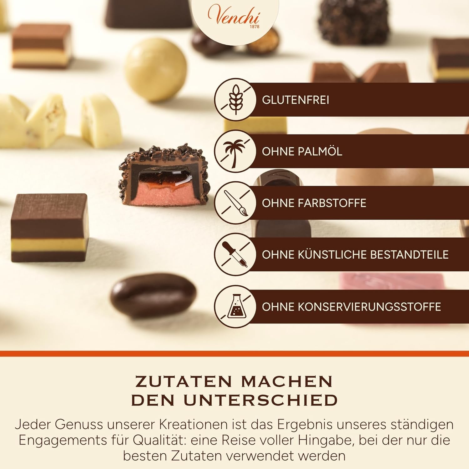 Venchi - Cubes Chocoviar 75% - Pralines fourrées "Cuor di Cacao", chocolat extra noir et granulés Chocoviar 75% - Emballage en vrac de 1 kg - Vegan - Sans gluten
