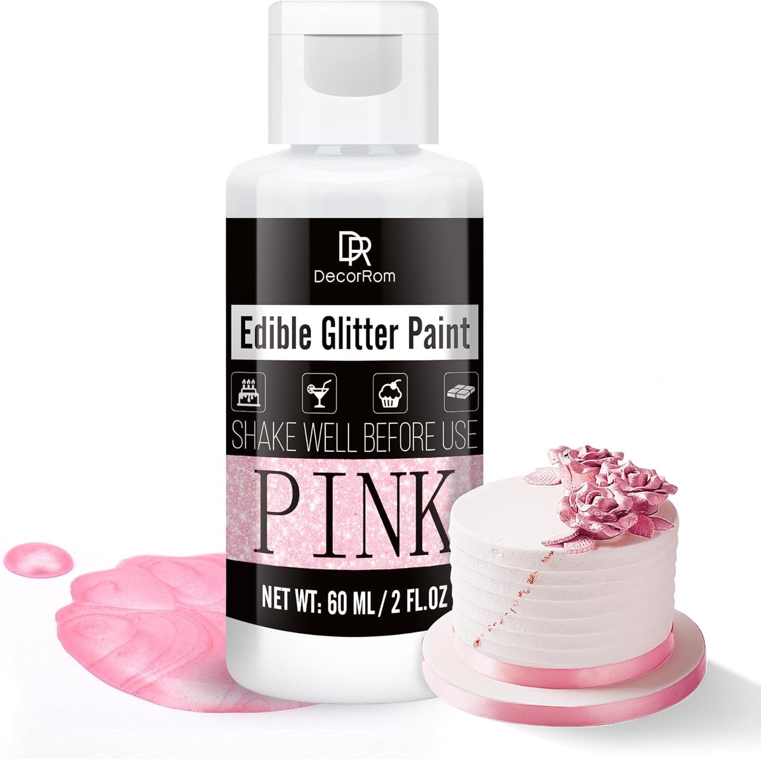 Paillettes liquides comestibles – 6 couleurs de colorant alimentaire à paillettes métalliques pour la décoration de gâteaux, la pâtisserie, les muffins – Poudre métallique à paillettes liquides comestibles pour biscuits, fondants, gâteaux