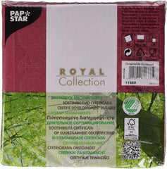 50 serviettes "Collection ROYAL" pli 1/4 40 Cm X 40 Cm Bordeaux "Ornements"
