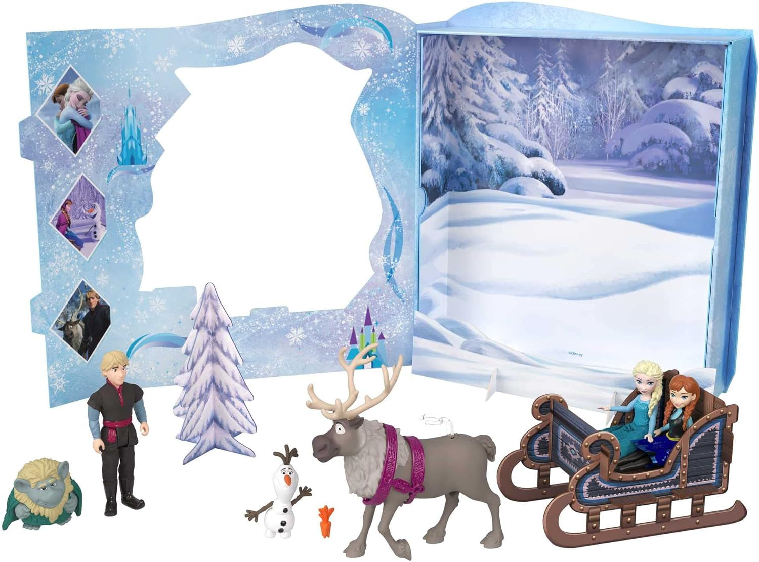 Mattel DISNEY Frozen - Ensemble de conte de fées avec 6 figurines ludiques préférées, emballage interactif et accessoires pour enfants, HLX04