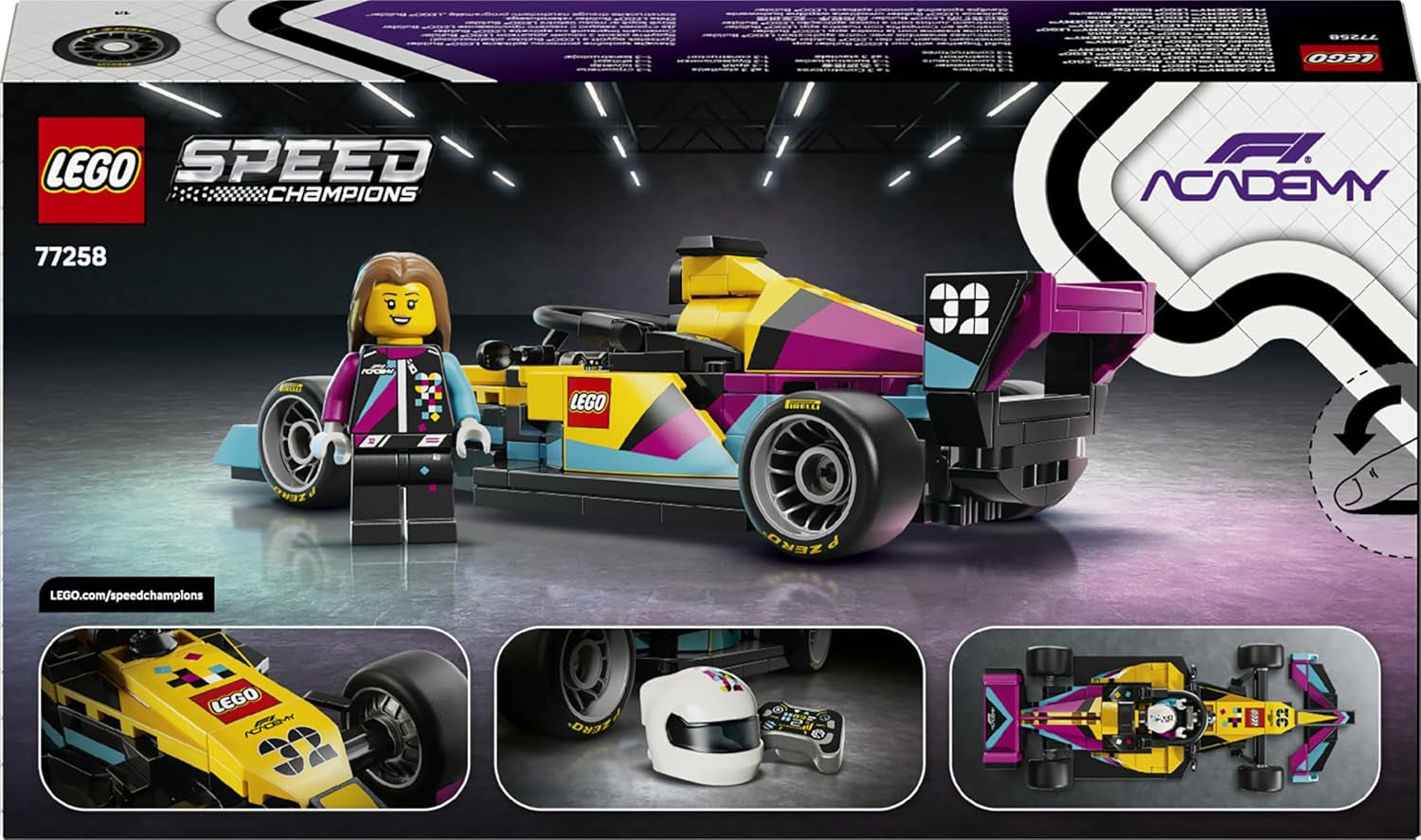 LEGO Speed ​​​​Champions F1 ACADEMY Rennwagen - Spielzeug Modellauto - Mit Formel 1 Rennfahrerin Minifigur - Geschenk für Mädchen, Jungen & Erwachsene Fans à partir de 10 ans - 77258