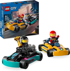 LEGO City Go-Karts avec pilotes, 2 figurines pilotes et voitures de course, jouet de voitures pour garçons et filles de 5 ans, cadeau amusant pour les enfants 60400 ensembles de construction Besuche den LEGO-Store Single