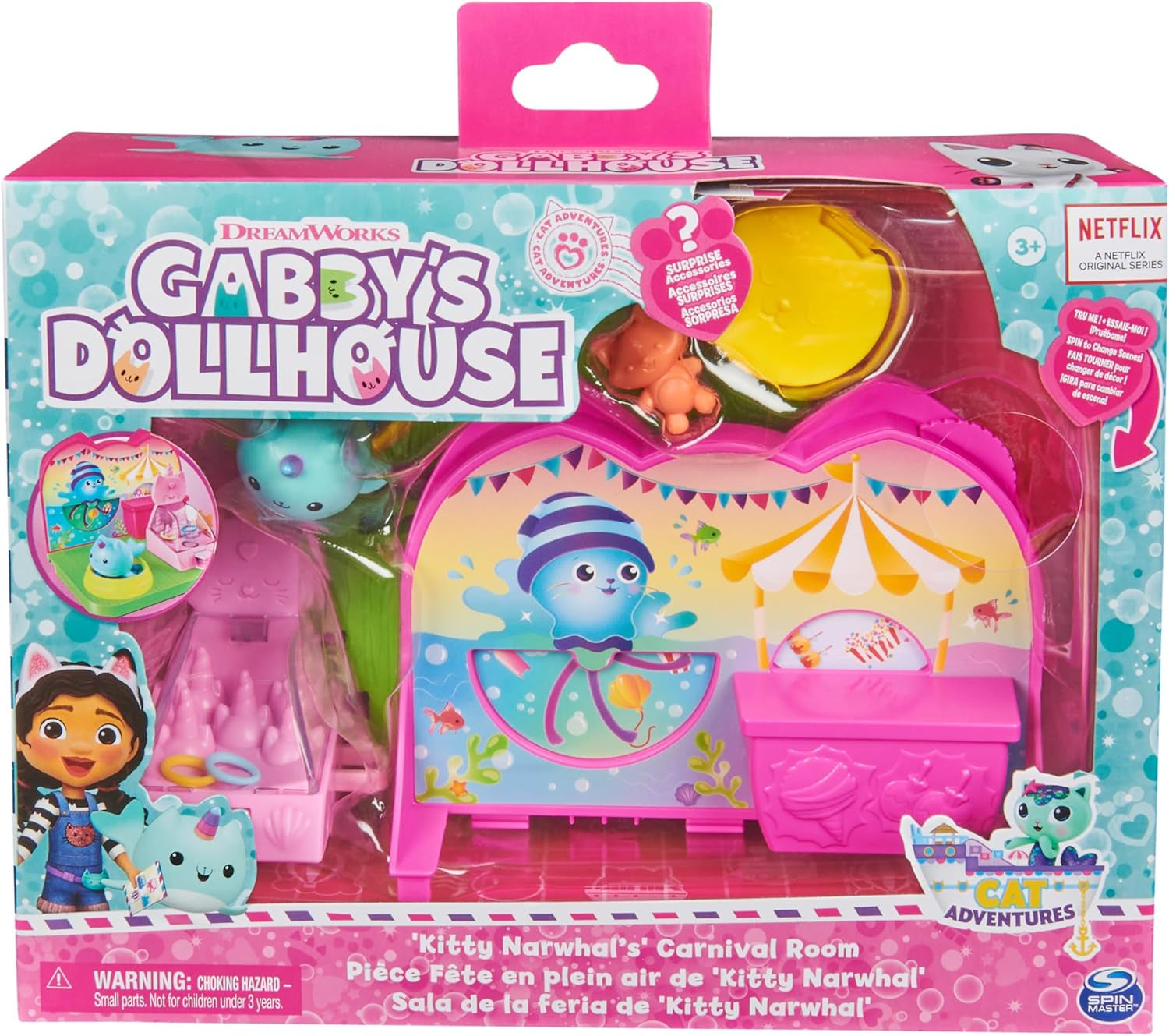DREAMWORKS GABBY'S DOLLS HOUSE – Ensemble de jeu de chambre de luxe, salle de fête Kitty Narwhale, meubles et accessoires à thème, à partir de 3 ans