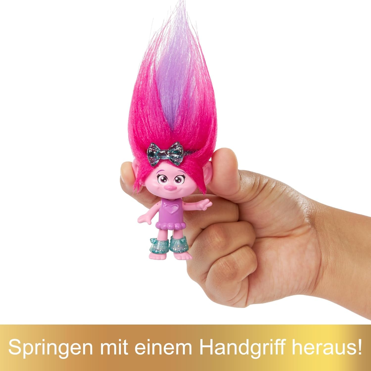 Mattel DREAMWORKS TROLLS Gemeinsam Stark – Haarige Überraschungen Poppy Königin Poppy, Viva, Branch et Guy Diamond Plüschhaar, 2 Haarige Überraschungen, Zubehör, für Kinder ab 3 Jahren, HNF10